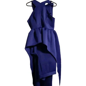 Especially Yours Brand NWT, Women's Royal Blue Poly 2 Pc Ruffle/flare @ Waist L - Picture 1 of 10