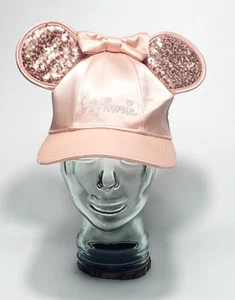 Jerry Leigh Walt DISNEY Minnie Mouse Pink Satin Baseball HAT Sequin EARS BOW TIE - Picture 1 of 24