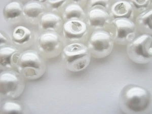 White Pearl Sewing Buttons 6mm (1/4") Sideways Shank Wedding Bridal Gowns Button - Picture 1 of 1