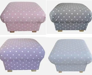 Clarke Dotty Spot Fabric Footstools Footstalls Pouffe Polka Dots Spotty Spots - Picture 1 of 34