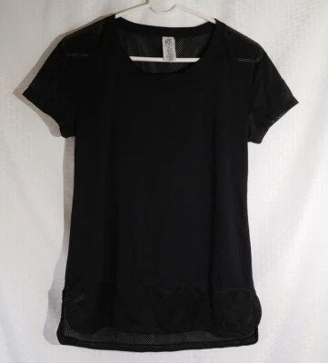 Camiseta túnica atlética Champion para mujer S negra malla elástica manga corta Foto 1 de 4