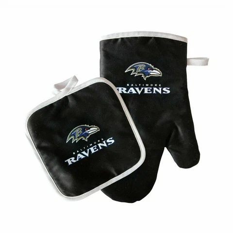 Baltimore Ravens NFL Team Oven Mitt and Pot Holder Set BBQ Glove  new w tags Cover