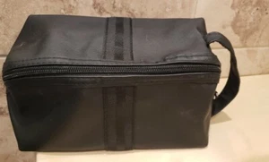 Men / Ladies Black Zippered Toiletiery Travel Bag With Handle 11" x 5" x 5" - Picture 1 of 11