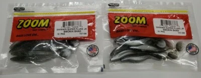 ZOOM Swimmin Super Fluke Jr (10cnt/20ttl) #117-109 SMOKIN SHAD (2 PACKS) - Image 1 of 4