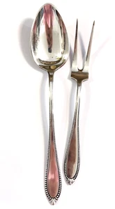 Besteck Krupp Berndorf Gemüselöffel Vorlegegabel 90 er Silberauflage Perlrand - Bild 1 von 5