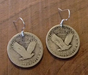 Standing Liberty Quarter 90% SILVER Eagle Earrings W .925 Earwires! Coin Jewelry - Picture 1 of 1