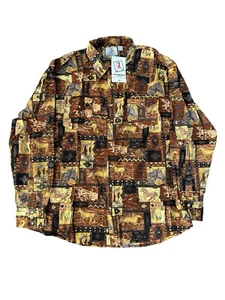 Vintage Real Work Wear AOP Horse Button Up Western Shirt - Size 2XLT - Picture 1 of 7