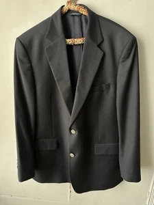 Brooks Brothers Blazer Men’s 44R Black / Gold Buttons Wool Cashmere Blend Preppy - Picture 1 of 5