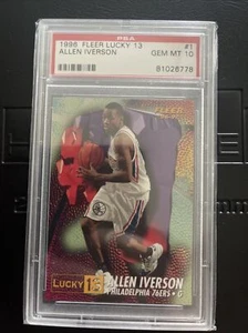 1996 ALLEN IVERSON Fleer Lucky 13 Redemption Rookie Rc #1 PSA 10 Qty - Picture 1 of 2