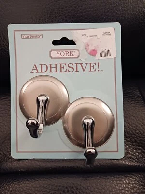 Get Organized! InterDesign 55070 York Self Adhesive Hook, Medium Silver Set of 2 - Image 1 of 4