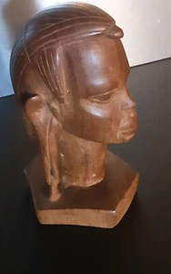 Vintage handgefertigte Holzfigur eines männlichen Kopfes - Bild 1 von 3