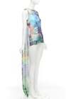 MARY KATRANTZOU 100% silk colourful aquatic print high low sheer top UK8 S
