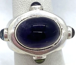 Mexiko handgefertigter Sterlingsilber Cabochon Amethyst Ring Größe 7,25 - Bild 1 von 9