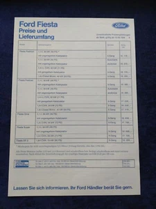 FORD Fiesta Preisliste 15.08.1988 - Picture 1 of 1