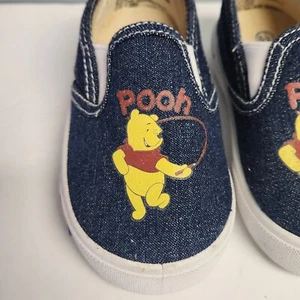 Disney Winnie The Pooh Denim Slip On Shoes Size 6 1/2 - Picture 1 of 9