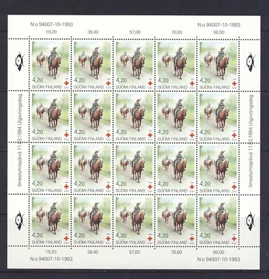 Finlandia 1994 Cruz Roja Caballos, Fauna, 3 Hojas Completas MNH Foto 1 de 2