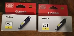 (2x) GENUINE OEM Canon Pixma 251 Yellow Ink Cartridge New Factory Sealed - Picture 1 of 7
