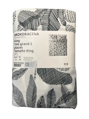 Nueva funda nórdica y funda de almohada IKEA BROKDRACENA King blanca/negra 906.057.88 Foto 1 de 2