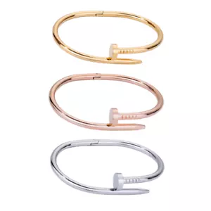 Damen Edelstahl Schmuck Armreif Nagel Gold Silber Rosegold Armband - Bild 1 von 9