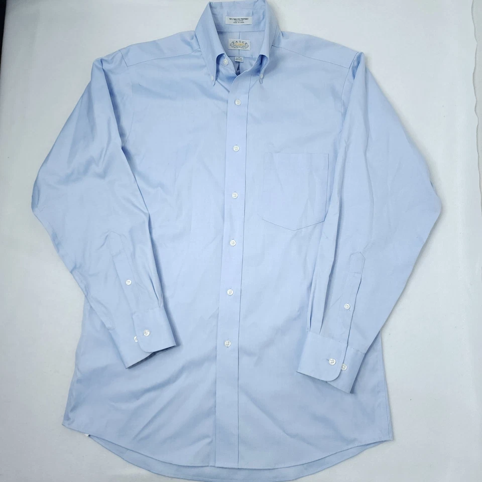 Eagle Shirtmakers Blue 80s Two Ply Pinpoint Dress Shirt Mens Size 15 32/33 - Image 1 of 4