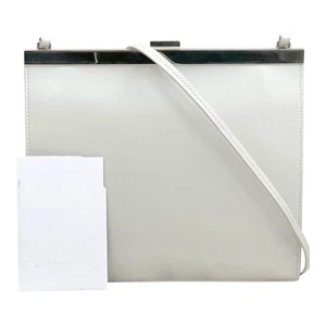 CELINE Clasp Shoulder Bag Leather Light Gray Silver Hardware 2017 - Picture 1 of 6