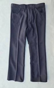 Wrangler Dress Jeans Mens 36x29 Navy Blue Bootcut Polyester Wrancher Pants New - Picture 1 of 7