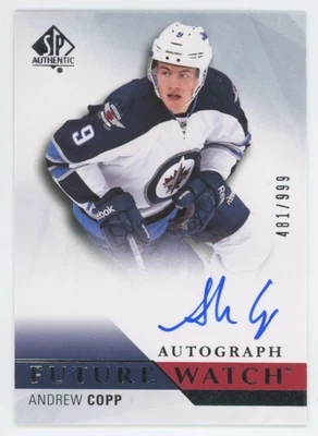 2015-16 SP AUTHENTIC Andrew Copp FUTURE WATCH AUTO RC ROOKIE /999 - Image 1 of 2