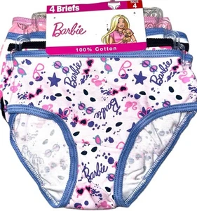 GIRLS BARBIE 4-Pack Cotton Brief Underwear Character Panties Size 4 30-38 Lb. - Picture 1 of 5
