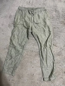 Banana Republic Leinenmischung Hose 32 x 29 sportliche Passform spitz zulaufend grün Fischgrätmuster - Bild 1 von 6