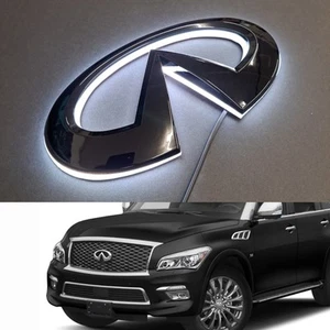Illuminated LED emblem for Infiniti QX80 2015 2016 2017 2018 2019 2020 Black - Picture 1 of 9