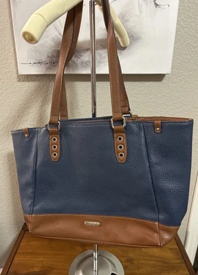 Bolsa tote Lauren Ralph Lauren preta de couro sintético bolsa de mão seixo - Imagem 1 de 4