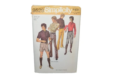 Vtg Simplicity Pattern 9529 Men's Pants Knickers Shorts 1970's Retro Uncut - Image 1 of 4