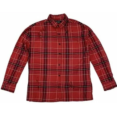 NUEVO CON ETIQUETAS Camisa de Franela PacSun Roja a Cuadros Envejecida con Botones Estilo Grunge Para Hombre Med Foto 1 de 4