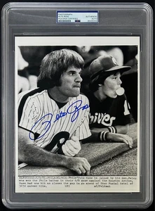 Pete Rose Signed 1981 Type 3 Photograph PSA/DNA Pete with Pete Rose Jr. Phillies - Picture 1 of 3