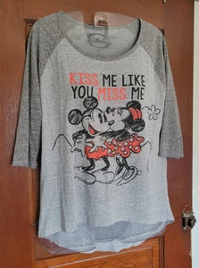 Camicia Disney donna S grigia manica 3/4 Topolino e Minnie - Foto 1 di 4