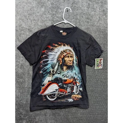 Camiseta Rock Eagle Para Hombres Nativo Americano Motocicleta Gráfica Negra Talla M Foto 1 de 4