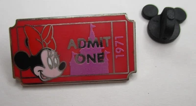 Disney Pin Boleto de Admisión Minnie Mouse Admit One 1971 Foto 1 de 2