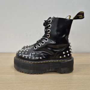 Dr Martens Jadon Max Studded Quad Platform Chunky Black Leather Boots Size Uk 6 - Picture 1 of 11