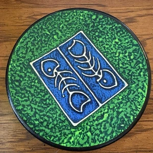 Tatiana Bodden Formato 5" Teller grün blau Fischgräten roter Ton Santo Domingo - Bild 1 von 4