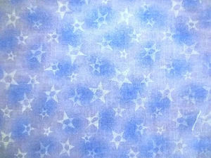 COTTON FABRIC 1 YD X 46" BLUE BACKGROUND WITH WHITE STARS - Picture 1 of 2