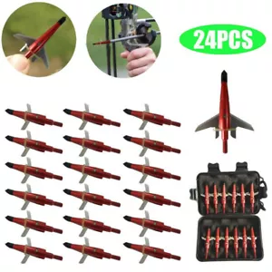24Pcs Swhacker Broadheads 100Gr Red Expandable Sharp Blade Crossbow Tips - Picture 1 of 6
