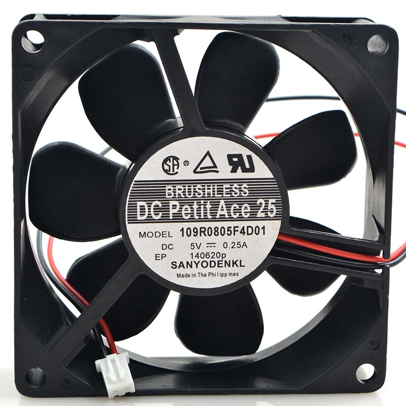 1 pcs Sanyo 8025 5V 0.25A 109R0805F4D01 8CM 3-wire USB double ball cooling fan - Image 1 of 1