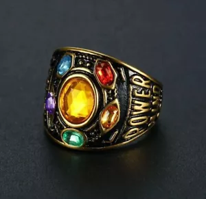 Stainless Steel Titanium Gold Plated Infinity Gauntlet 7 Stones Thano Rings - Picture 1 of 3