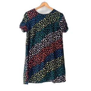 Sugarhill Brighton Mini Dress Black Multicolor Short Sleeves Shift Size 10 - Picture 1 of 5