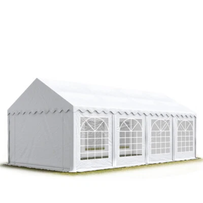 4x8 m Partyzelt Pavillon Zelt Gartenzelt Festzelt mit PVC Plane weiß PROFIZELT24 - Bild 1 von 4
