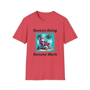 Lustiges T-Shirt Santa's Doing Remote Work Weihnachten Neu Print Unisex Softstyle - Bild 1 von 25