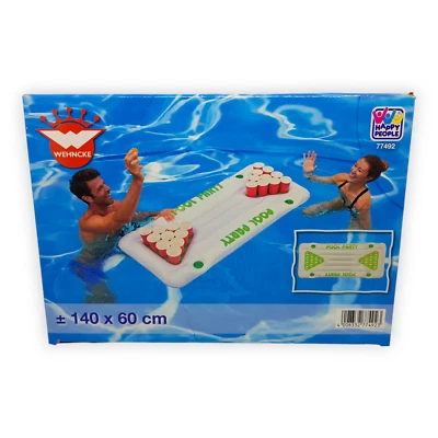 Beer Pong Spiel Aufblasbar 140 x 60 cm Pool Partyspiel Wehncke Happy People Ball