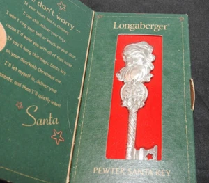 Longaberger 2001 pewter Santa Key, New in box - Picture 1 of 8