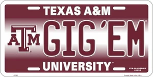 Texas A&M Aggies Gig'em geprägtes Metall Nummernschild - Bild 1 von 1
