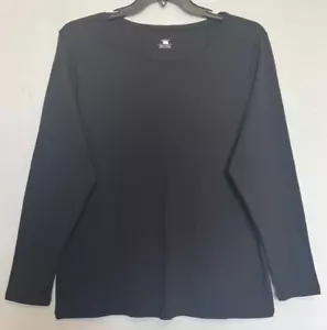 CJ Banks Size 3X Solid Black knit top, crew neck, long sleeve, NWT - Picture 1 of 3